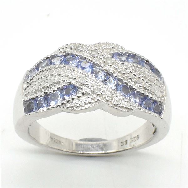 SILVER TANZANITE CZ(1.8CT) RHODIUM PLATED RING