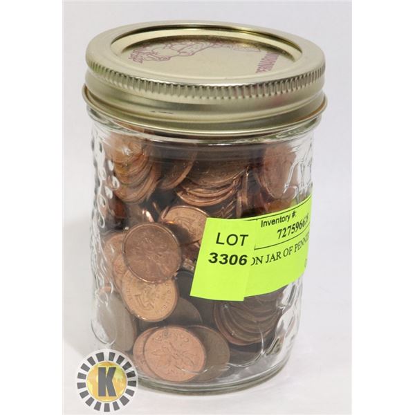 1 MASON JAR OF PENNIES