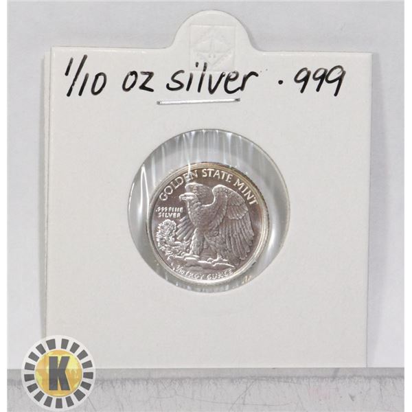 1/10TH OZ FINE .999 SILVER GOLDEN STATE MINT