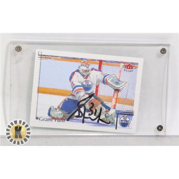 GRANT FUHR SIGNED EDMONTON OILERS HOCKEY CARD
