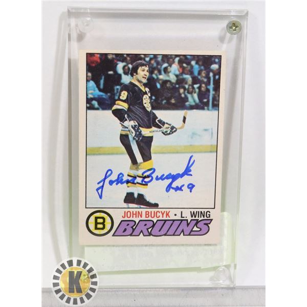 JOHN BUCYK SIGNED BOSTON BRUINS HOCKEY CARD HOF