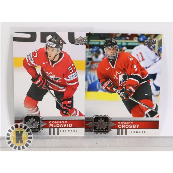 CONNOR MCDAVID SIDNEY CROSBY TEAM CANADA CARDS