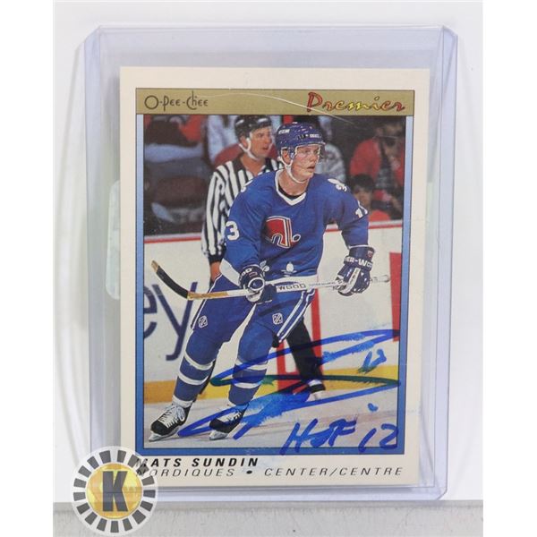 MATS SUNDIN QUEBEC NORDIQUES SIGNED ROOKIE CARD