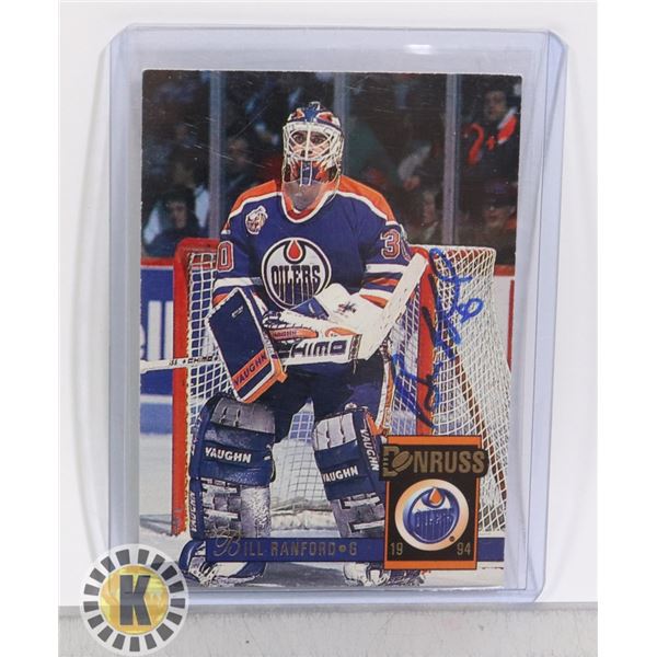 BILL RANFORD SIGNED EDMONTON OILERS HOCKEY CARD