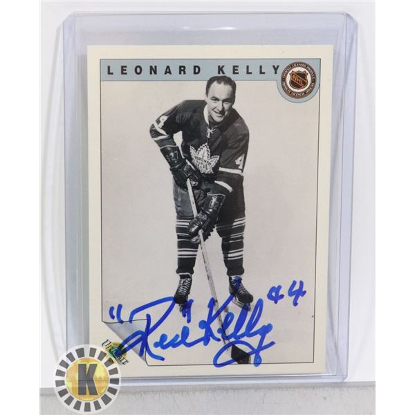 LEONARD RED KELLY SIGNED TORONTO MAPLE LEAFS CARD