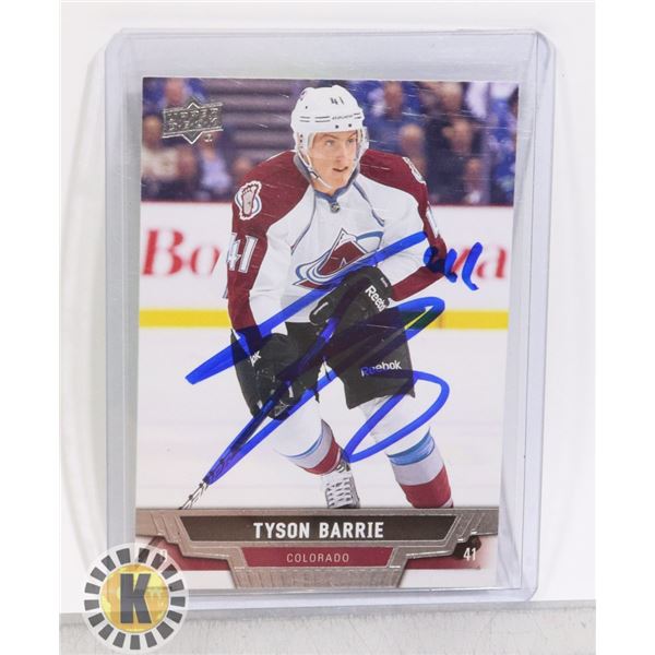 TYSON BARRIE SIGNED COLORADO AVALANCHE CARD