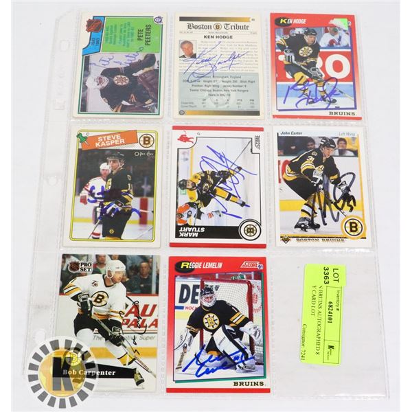 BOSTON BRUINS AUTOGRAPHED 8 HOCKEY CARD LOT