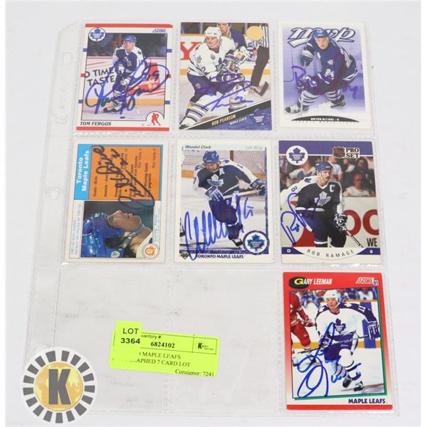 TORONTO MAPLE LEAFS AUTOGRAPHED 7 CARD LOT