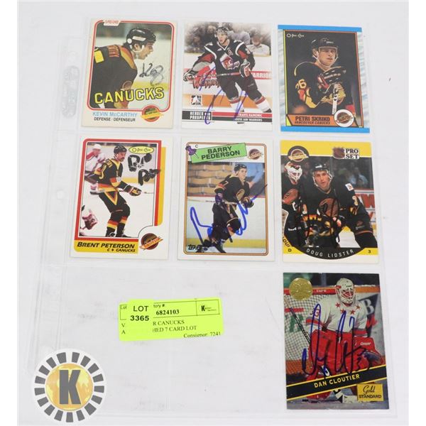 VANCOUVER CANUCKS AUTOGRAPHED 7 CARD LOT