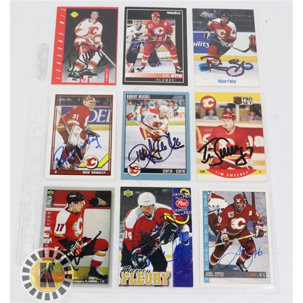 CALGARY FLAMES AUTOGRAPHED 9 CARD LOT