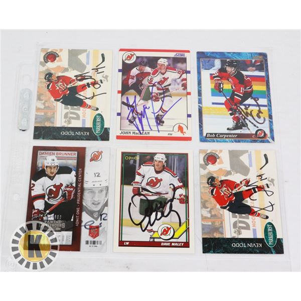 NEW JERSEY DEVILS AUTOGRAPHED 6 CARD LOT