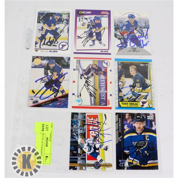 ST LOUIS BLUES AUTOGRAPHED 8 CARD LOT