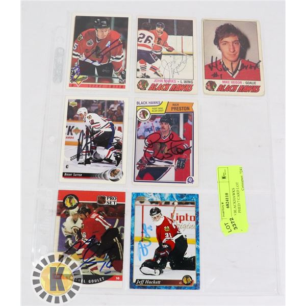 CHICAGO BLACKHAWKS AUTOGRAPHED 7 CARD LOT