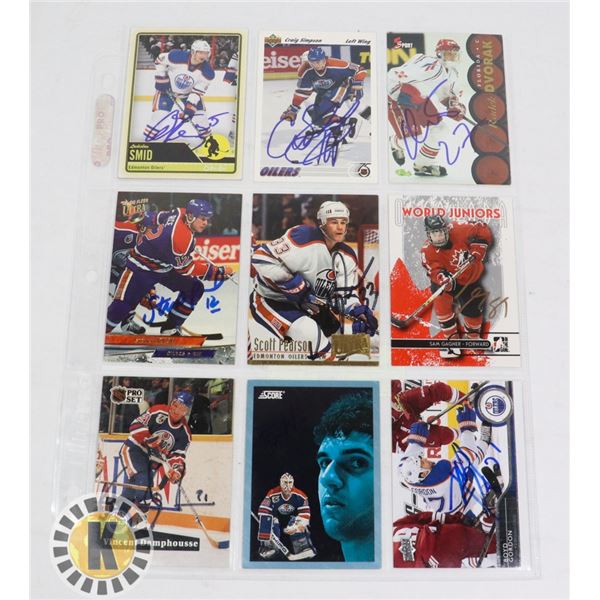 EDMONTON OILERS AUTOGRAPHED 9 CARD LOT