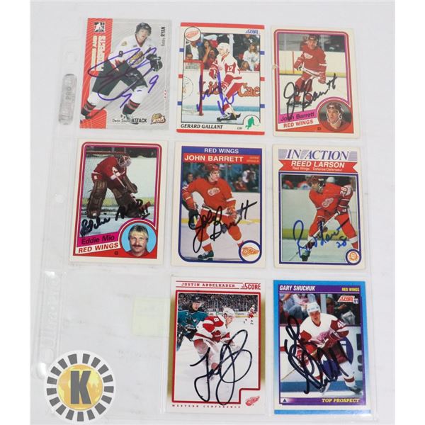 DETROIT RED WINGS AUTOGRAPHED 8 CARD LOT