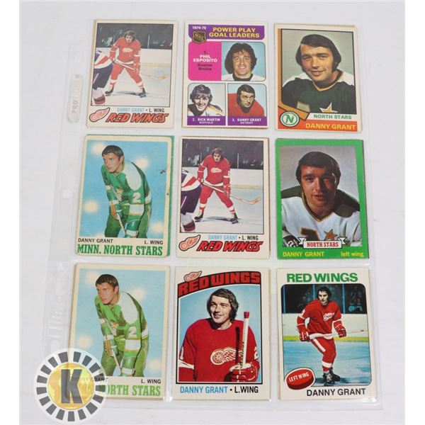 18 DANNY GRANT HOCKEY CARDS 1970'S