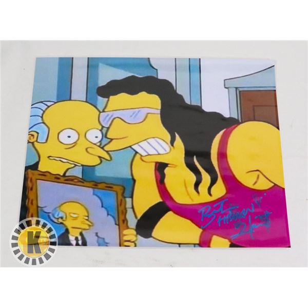 BRET THE HITMAN HART AUTOGRAPHED SIMPSONS 8X10