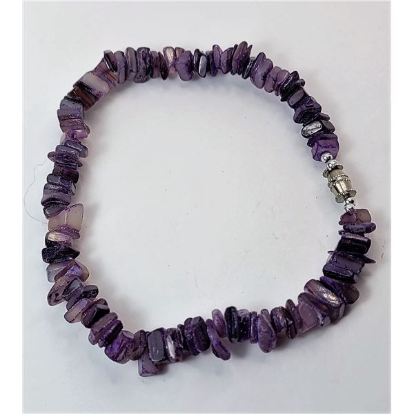 8)  NATURAL AMETHYST CHIP 9" BRACELET