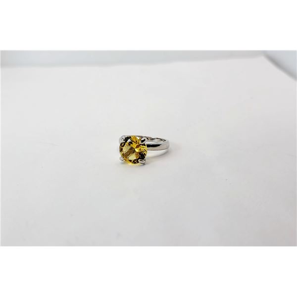 15)  ROUND LAB CREATED YELLOW CITRINE RING