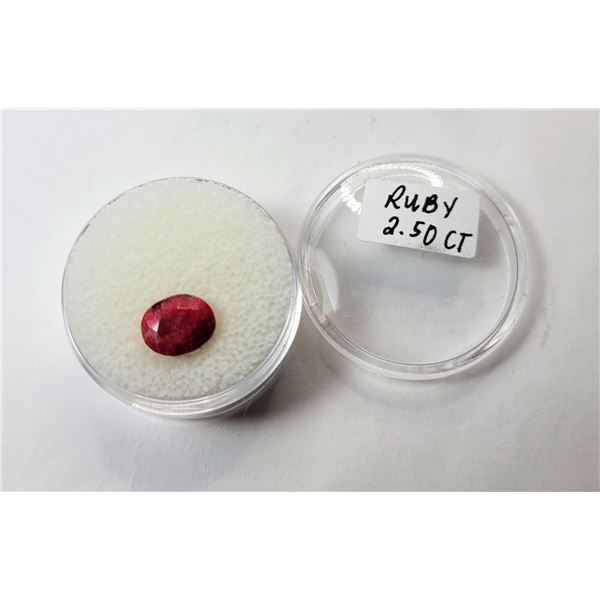 10)  NATURAL FACETED 2.5 CT OVAL RUBY GEMSTONE,