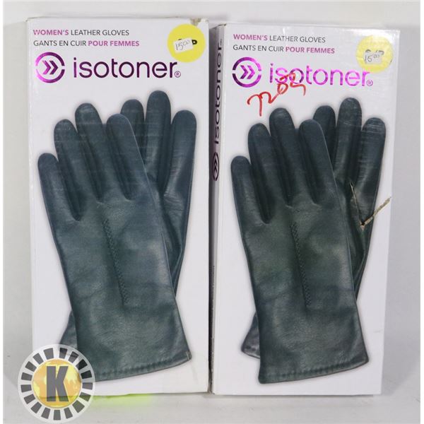 TWO ISOTONER WOMEN'S LEATHER GLOVES