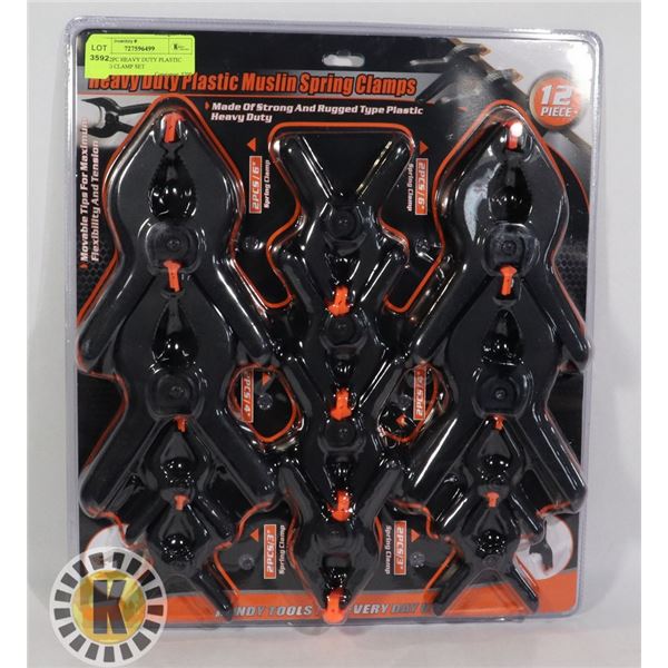 NEW 12PC HEAVY DUTY PLASTIC SPRING CLAMP SET