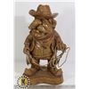 Image 1 : ART PIECE- WOODEN COWBOY SCULPTURE