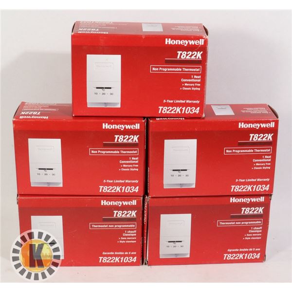HONEYWELL T822K THERMOSTAT LOT OF 5