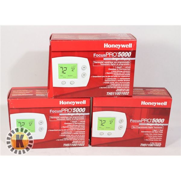 LOT 3 HONEYWELL FOCUS PRO 5000 THERMOSTAT