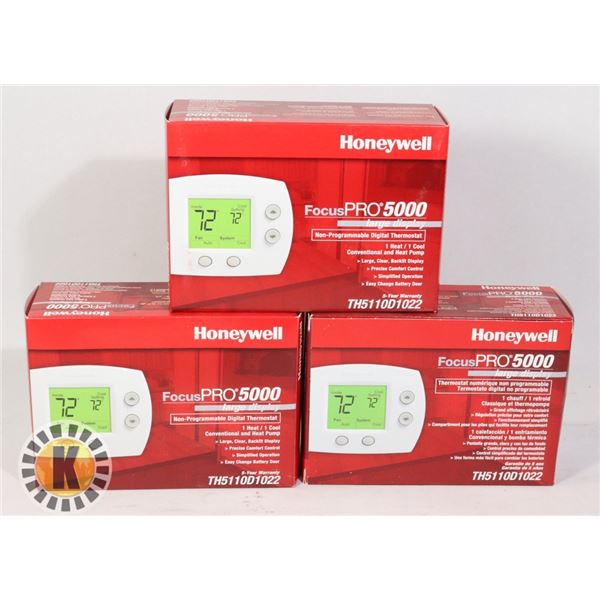LOT 3 HONEYWELL FOCUS PRO 5000 THERMOSTAT