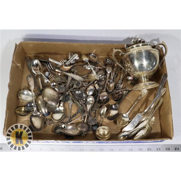 FLAT OF VINTAGE SILVERPLATED AND OTHER COLLECTOR