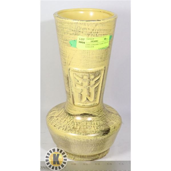 DECORATIVE CERAMIC VASE YELLOW GOLD COLOUR
