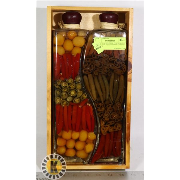 SET OF 2 OF WOOD FRAME PICKLED PEPPERS