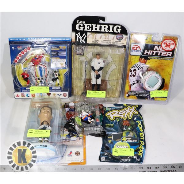 LARGE FLAT OF SPORTS COLLECTIBLE FIGURES AND MORE