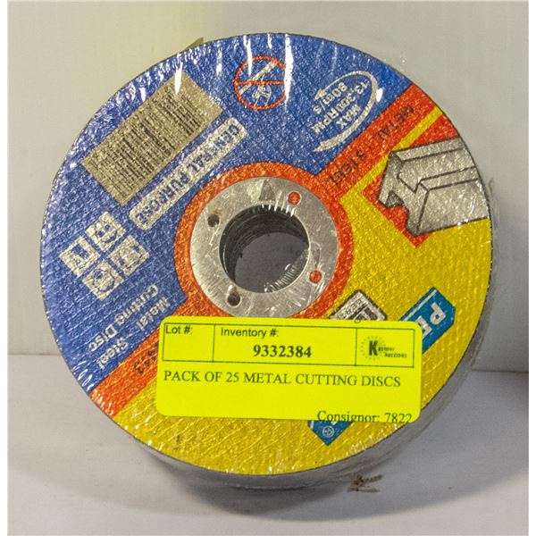 PACK OF 25 METAL CUTTING DISCS