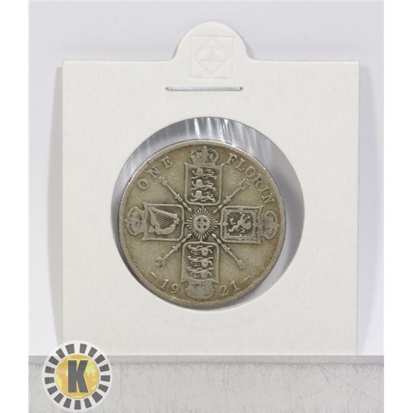 1921 SILVER GREAT BRITAIN ONE FLORIN COIN, 11.00g