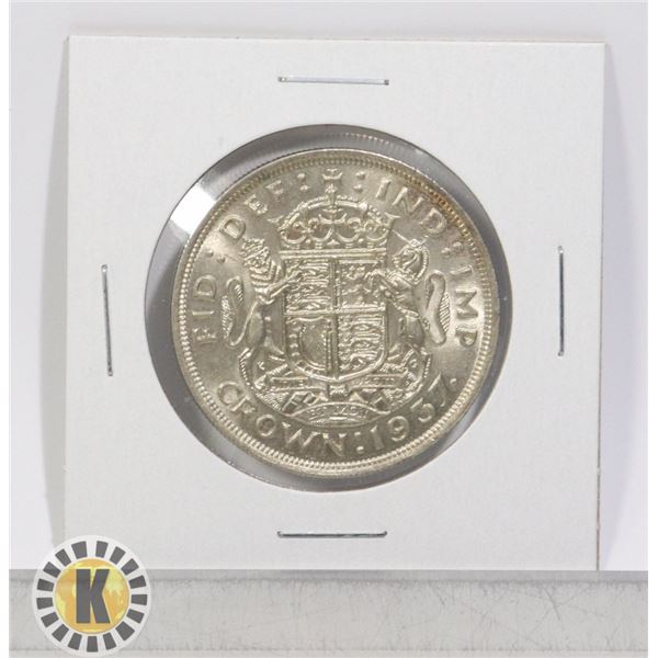 1937 SILVER GREAT BRITAIN 1 CROWN COIN