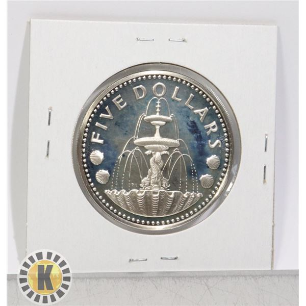 1973 SILVER BARBADOS $5 PROOF COIN, 31.72g