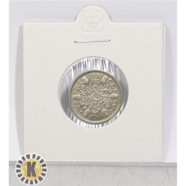 1930 SILVER GREAT BRITAIN 6 PENCE COIN, 2.70g