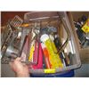 Image 2 : 2 BINS OF MISC. KNIVES, CUTLERY, UTENSILS, WRAP, ETC.
