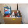 Image 1 : BOX OF MISC. CLEANERS, BRUSHES, ETC.