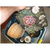 Image 2 : BOX OF MISC. PLANTING POTS, VASES, PAINTED ROCK