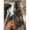 Image 2 : BOX OF MISC. HATCHETS, CRESCENT WRENCH, ICE BOOT PULLOVERS, ETC.