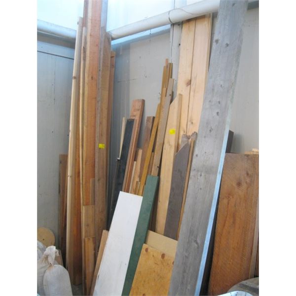 LG. LOT OF ASST. WOOD IN CORNER, HARDWOOD, ETC.