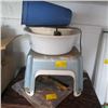 Image 1 : MISC. TARP, 2 SMALL STEP STOOLS, BASIN, ETC.