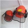 Image 1 : HUSQVARNA HELMET WITH EAR MUFFS & SHIELD, ANOTHER HELMET WITH EAR MUFFS & SHIELD & ANOTHER CLEAR SHI