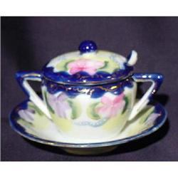 Noritake Floral and Cobalt Mustard Pot #1857341