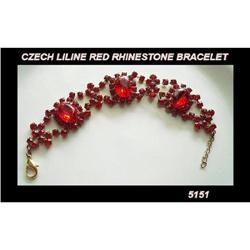 FIRE RED CZECH ~LILIEN~ RHINESTONE BRACELET #1857988