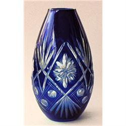 Czech Blue Cut To Clear 10 inch Vase #1863292