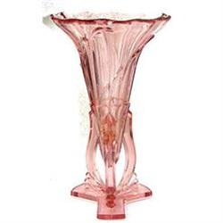 Art Deco 8.5" Pink Depression Glass Rocket Vase#1863355